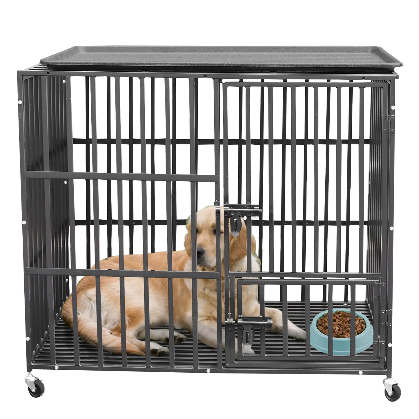 BINGOPAW Rolling Heavy Dog Crate Kennel Playpen With Tray