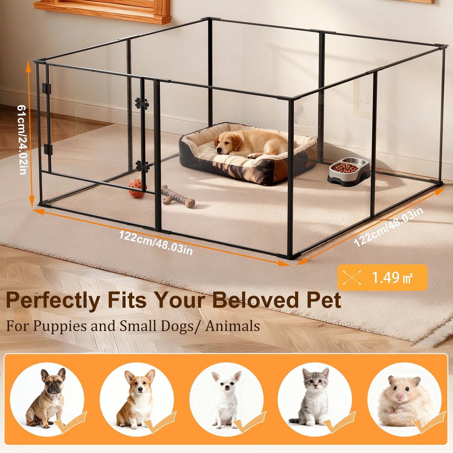 BORWART Acrylic Aluminum Dog Playpen Enclosure for Pets