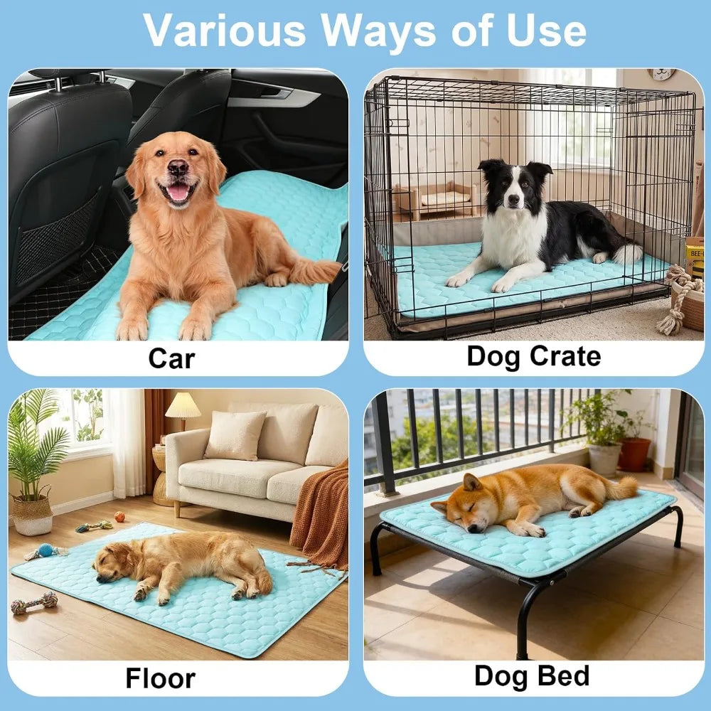 Dog Cooling Mat Waterproof Reversible Ice Silk For Sofa Bed Crate Car