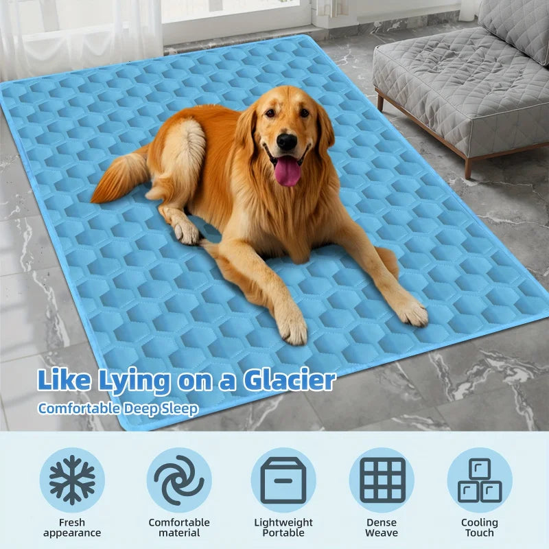 Dog Cooling Mat Portable Ice Silk Bed For Pets Indoors