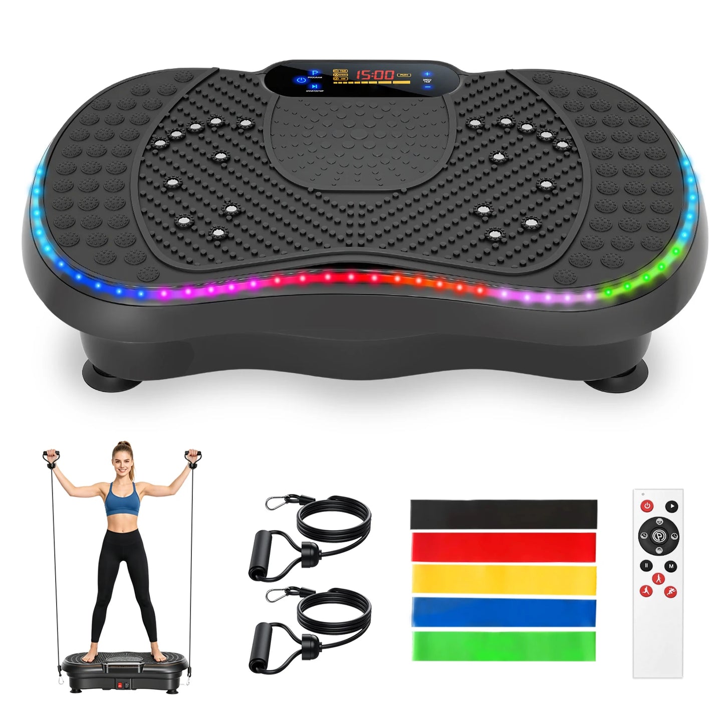 Smart Vibration Plate Exercise Machine With LED Light Strip