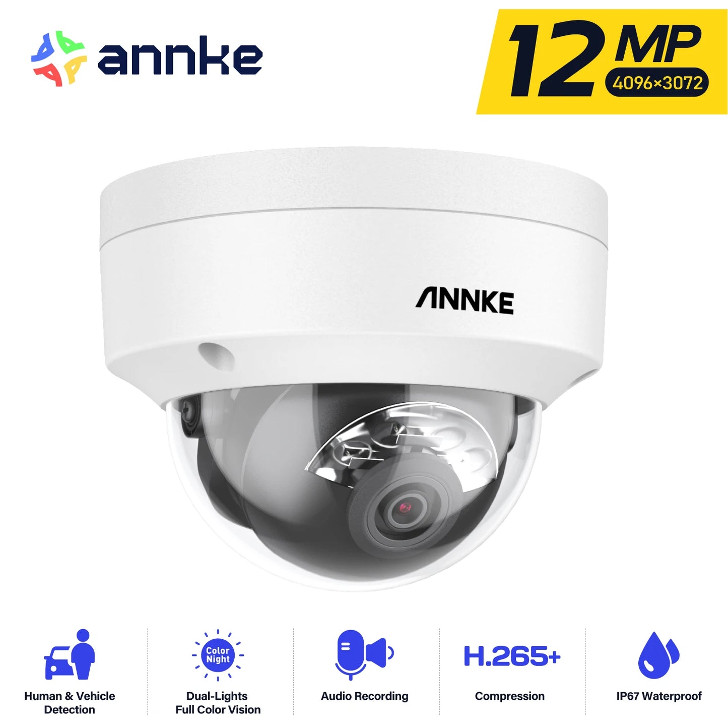 ANNKE 12MP PoE Security Camera With Dual Light Night Vision