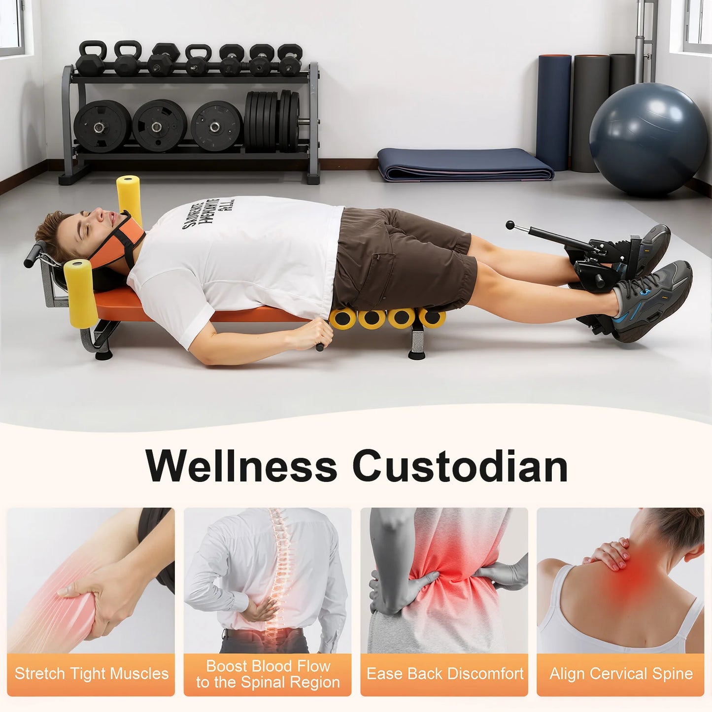 Back Stretch Bench with Neck Stretcher for Spinal Decompression