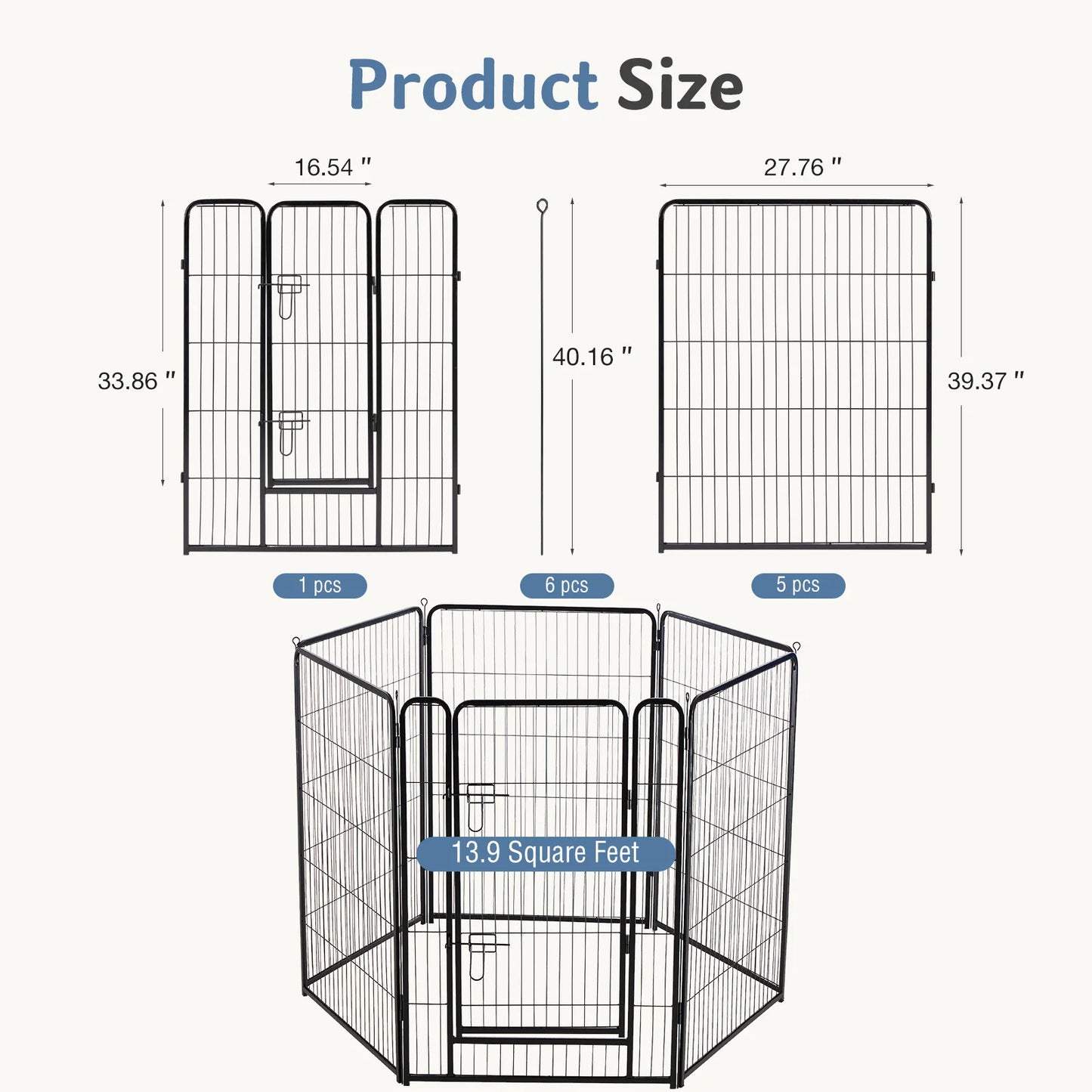 JHK Six Panel Foldable Metal Dog Playpen For Outdoor Use