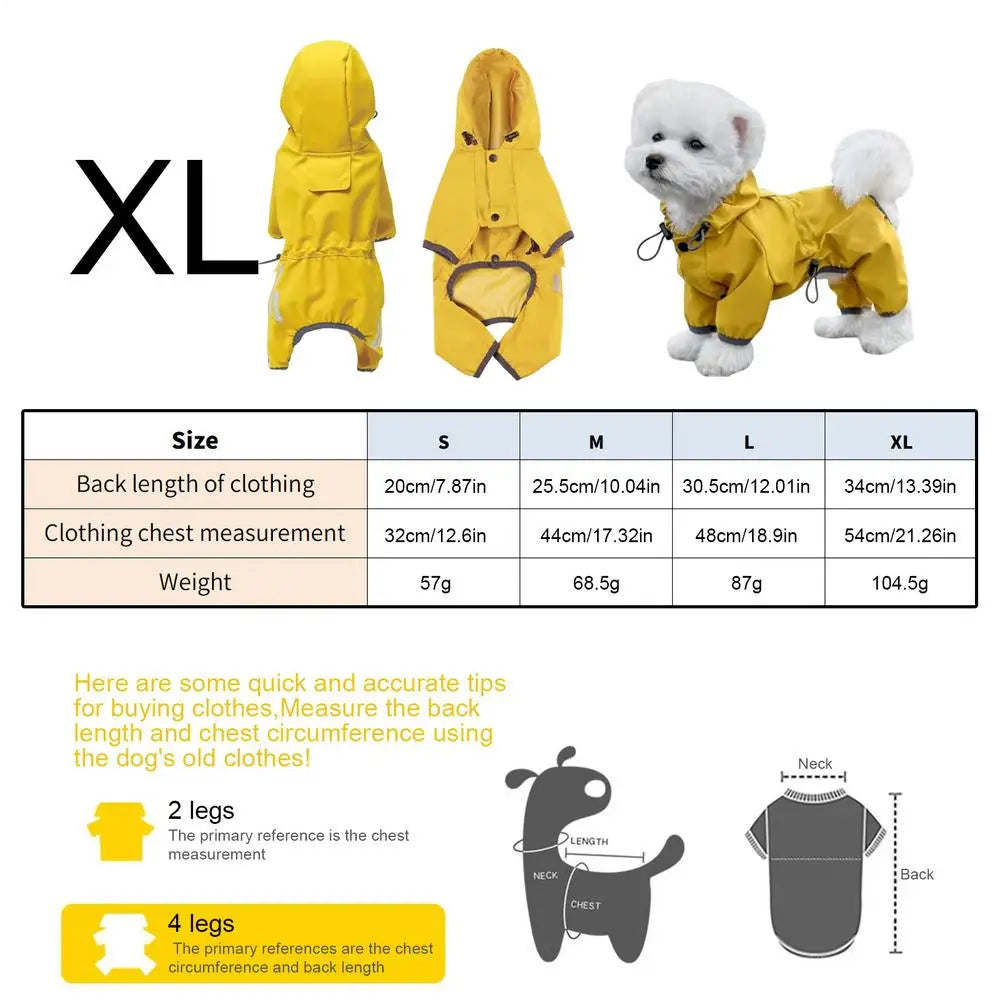 Waterproof Dog Raincoat High Visibility Adjustable Jacket for Pets