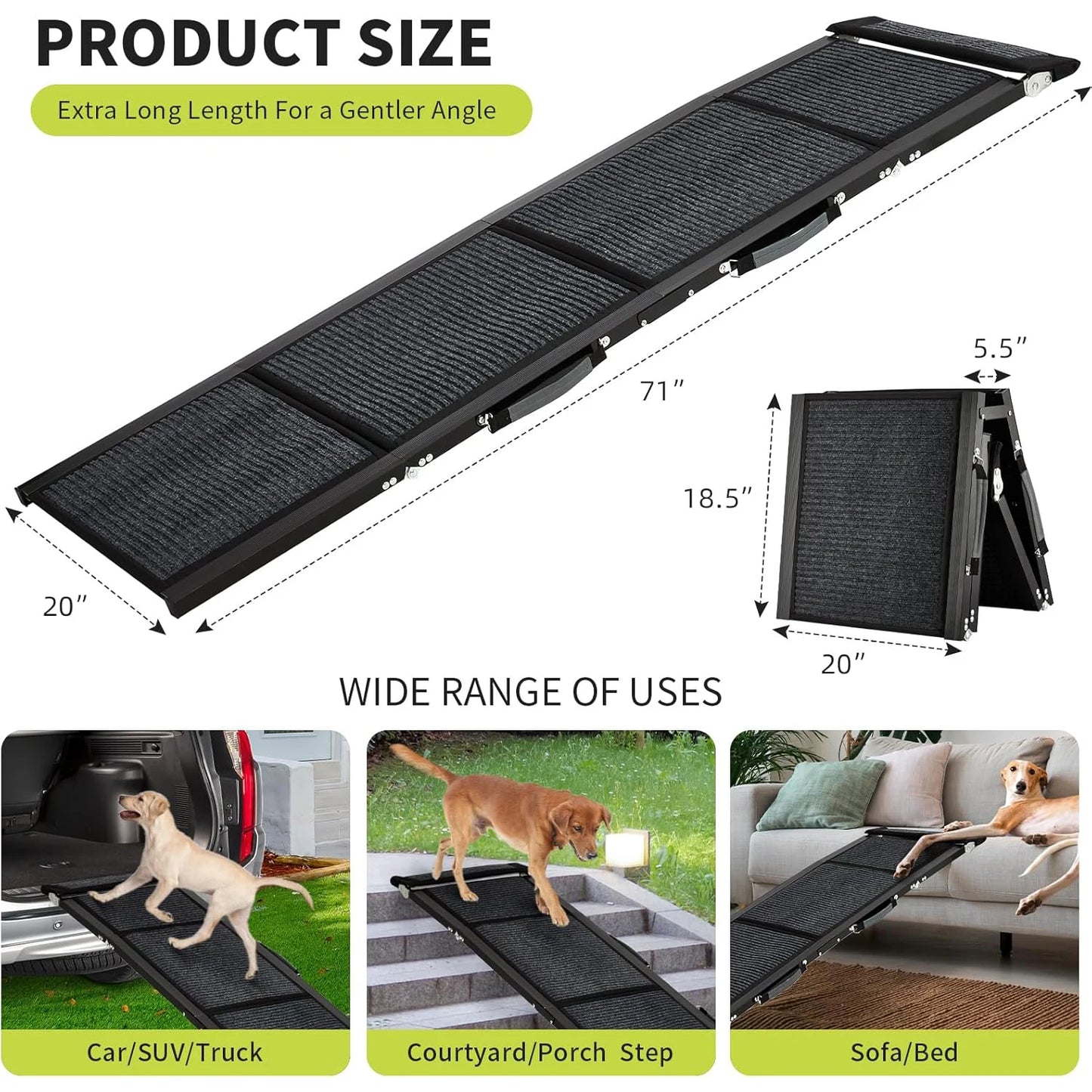 HiMISSD Upgraded Folding Dog Ramp For Cars Non Slip 250LBS