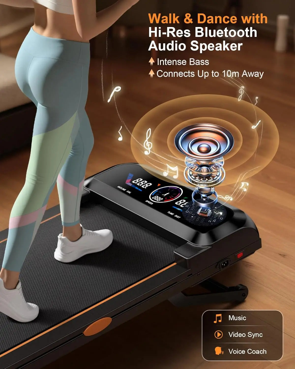 3.5HP Walking Pad Treadmill With Auto Incline And RGB Screen
