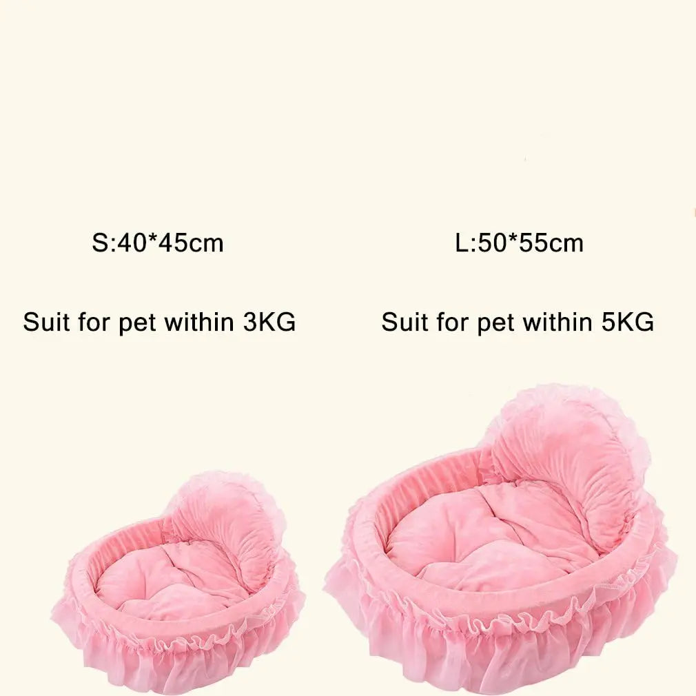 Cute Princess Pet Bed Bow Tie Lace Cat Sofa and Dog Cushion