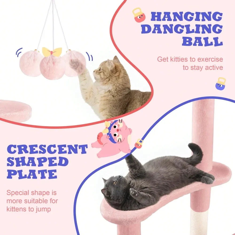 XMSJ Indoor Cat Tree With Plush Perches And Sisal Posts