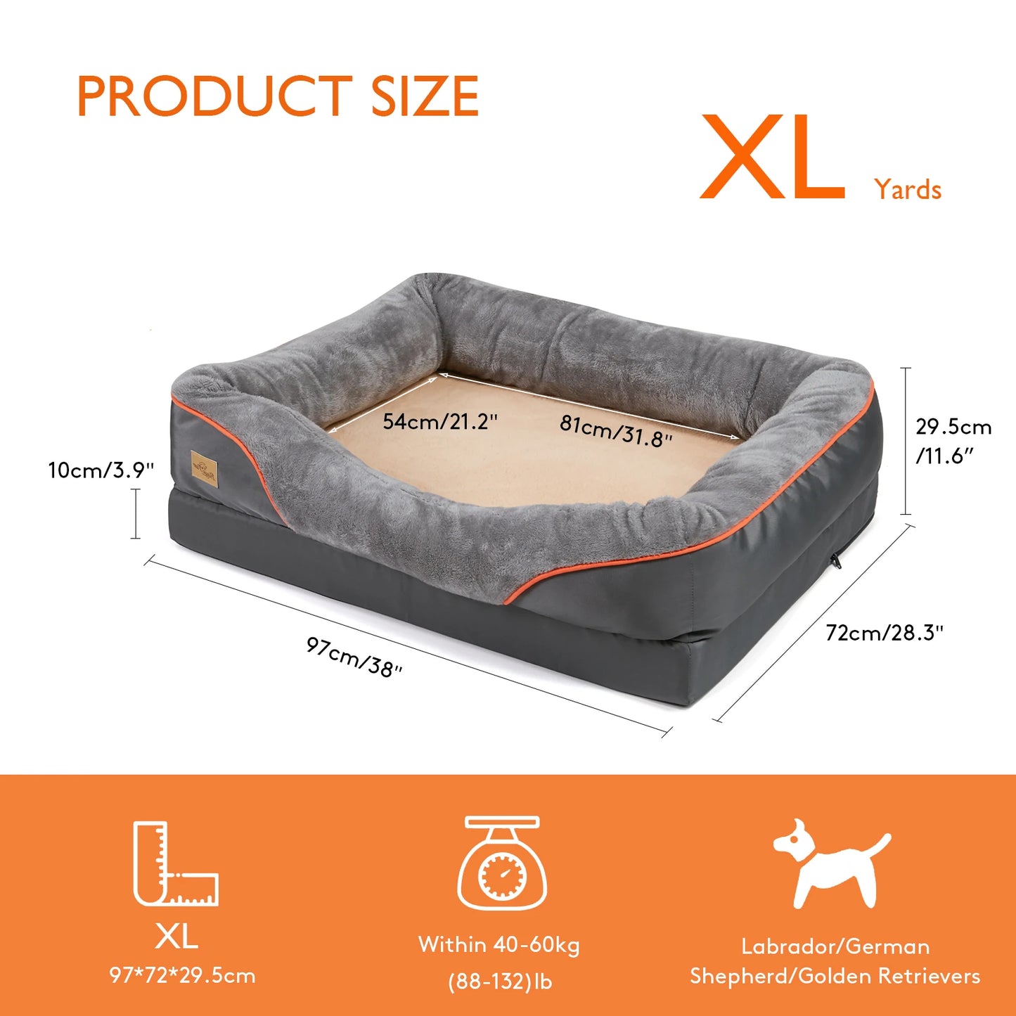BINGOPAW Soft Dog Bed With Waterproof Removable Cover For Pets