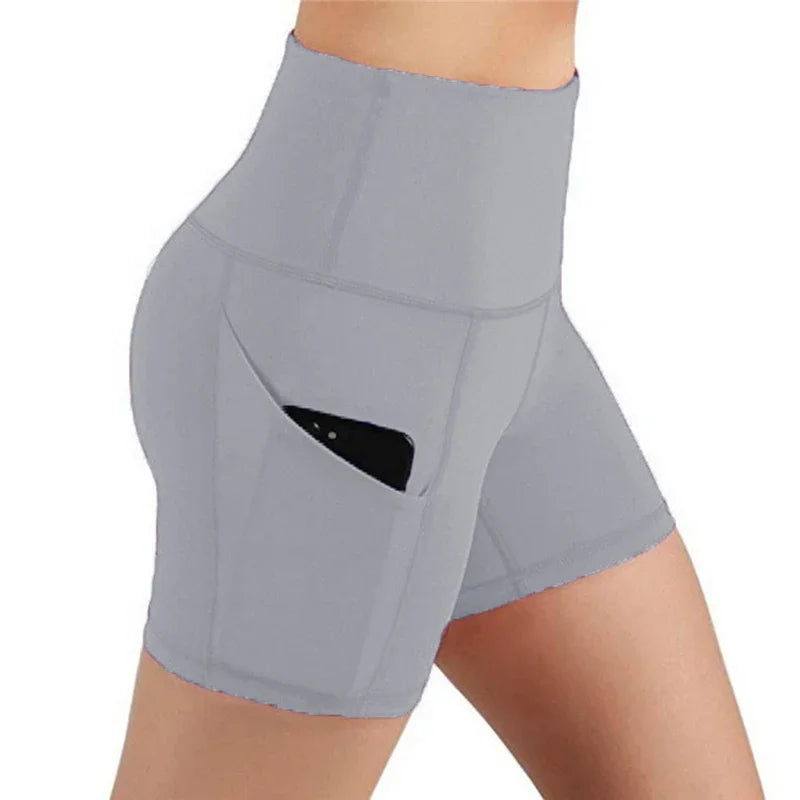 Women High Waist Yoga Shorts With Phone Pocket For Workout