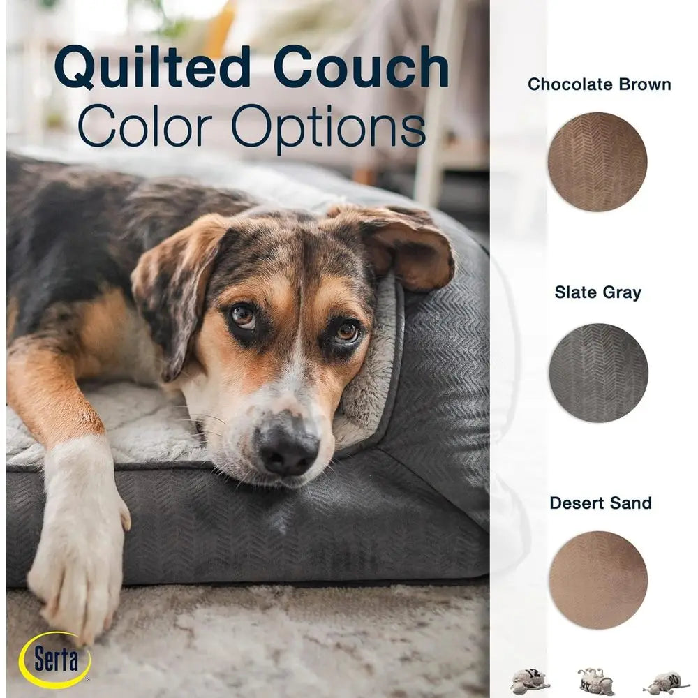 Orthopedic Quilted Couch Dog Bed For Pets With Support