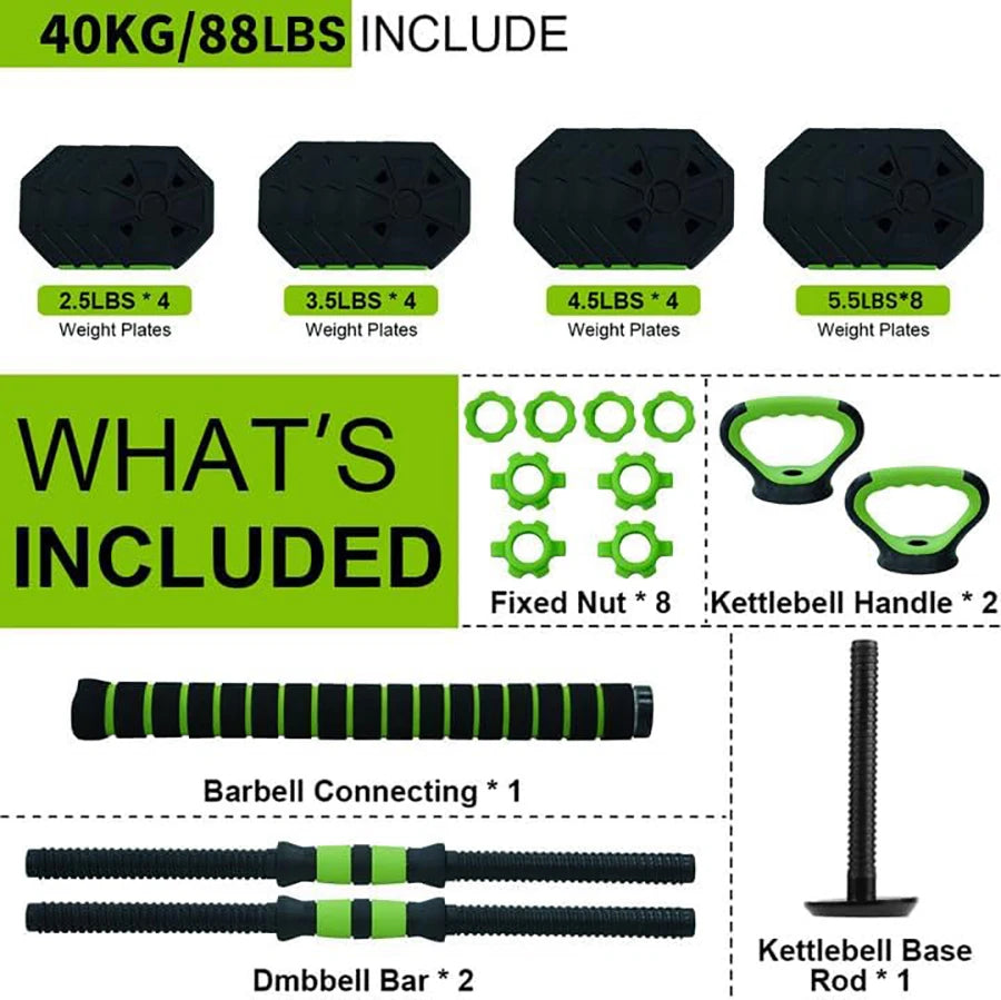 HiMISS 4-In-1 Adjustable Kettlebell And Dumbbell Set For Home Gym