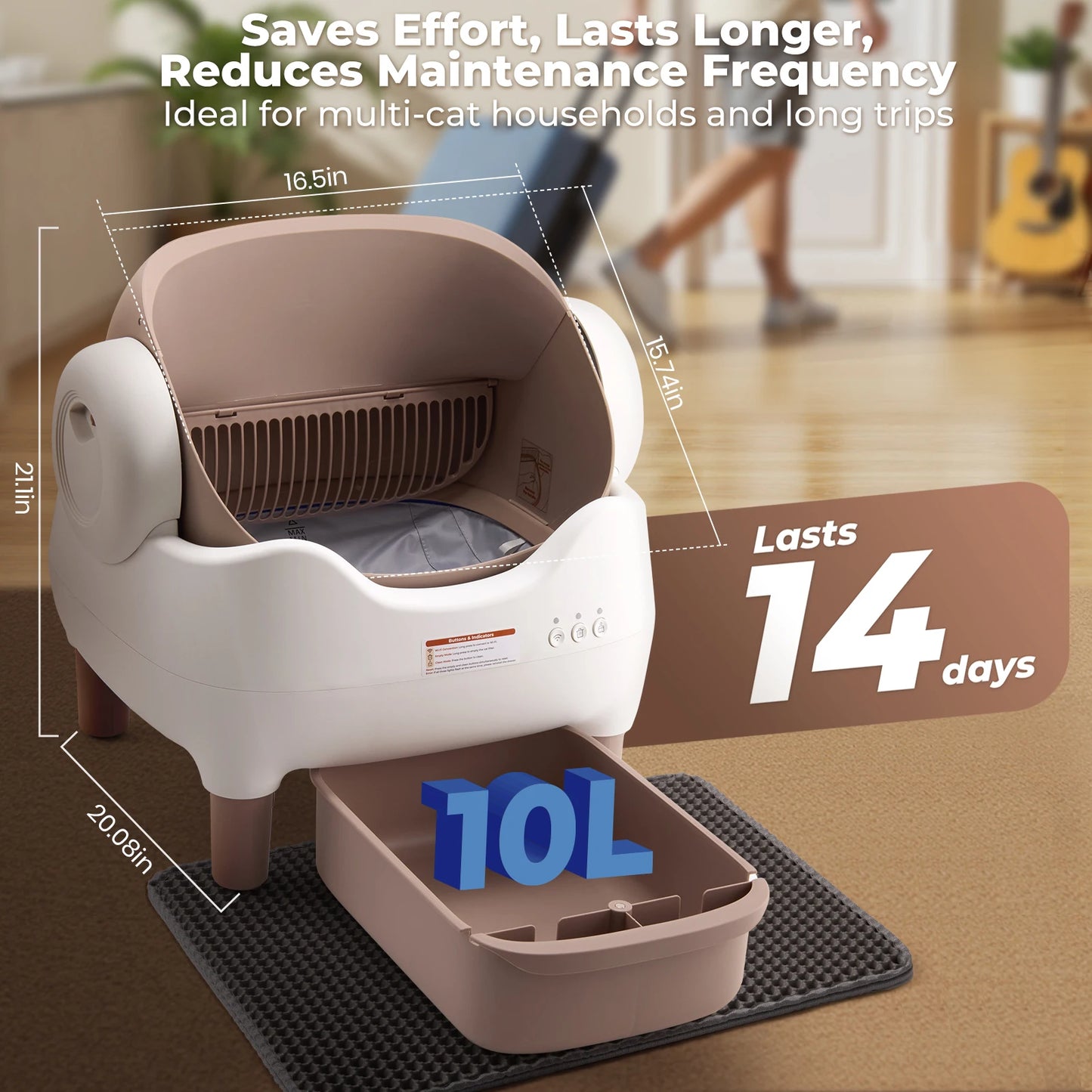 Lunapurr Automatic Self Cleaning Cat Litter Box With App Control Odor Free