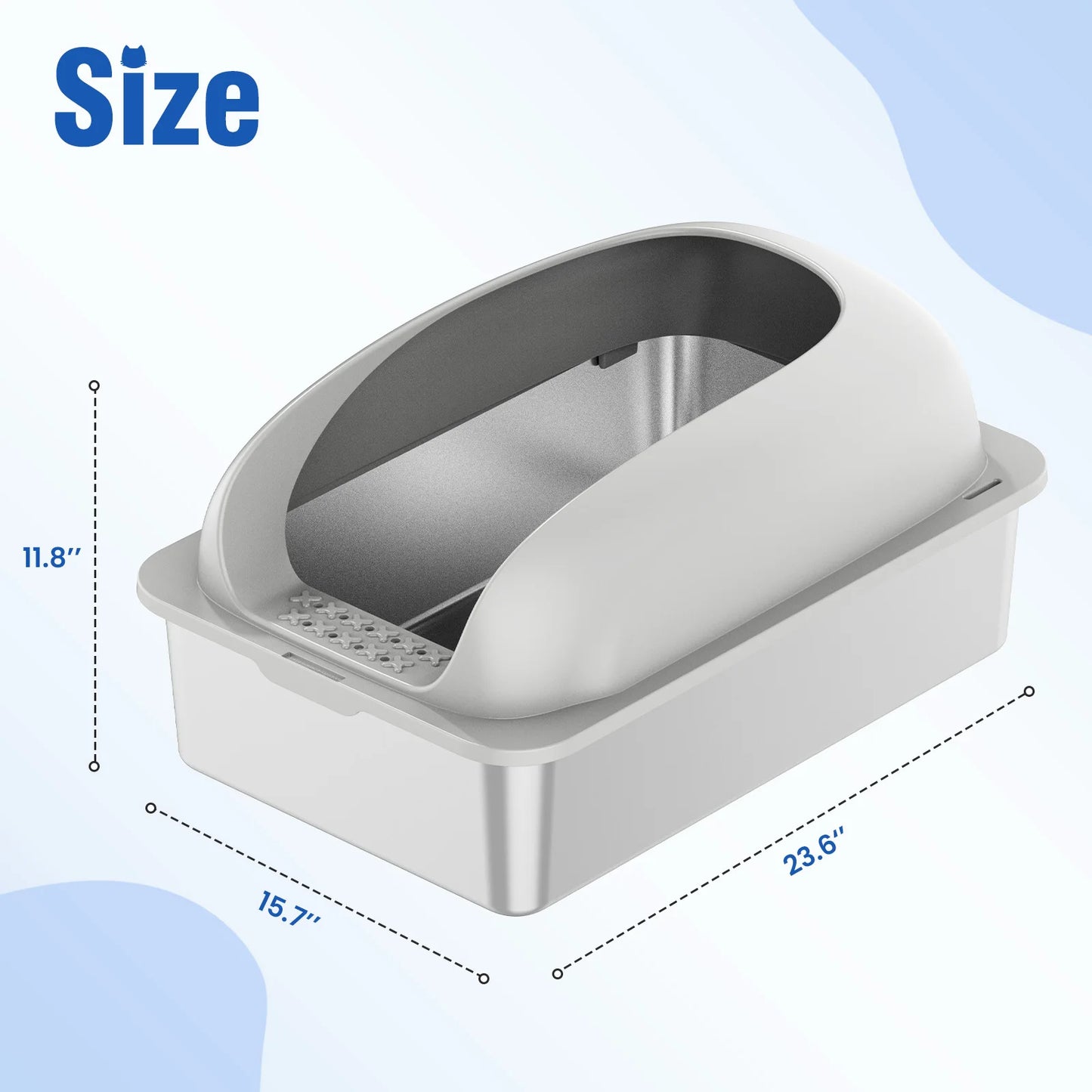 Stainless Steel Cat Litter Box With Lid Anti Leakage Mat