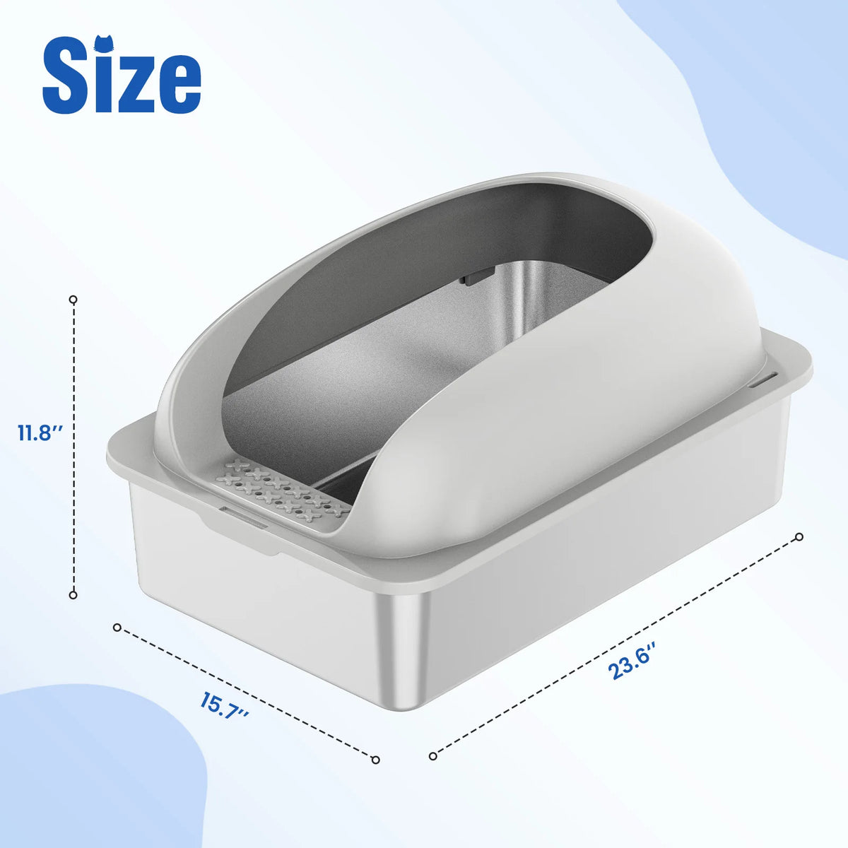 Stainless Steel Cat Litter Box with Lid, Mat & Scoop