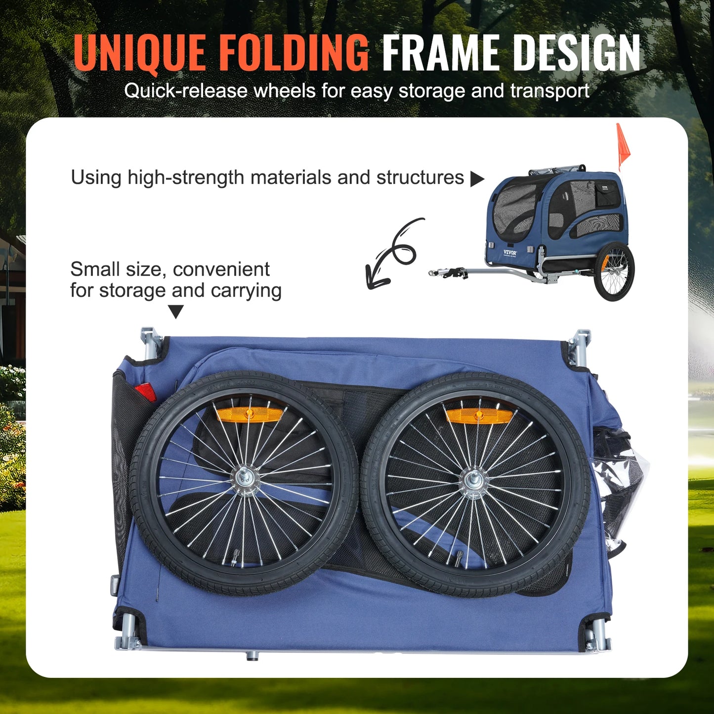 Dog Bike Trailer Carrier Collapsible With Reflectors