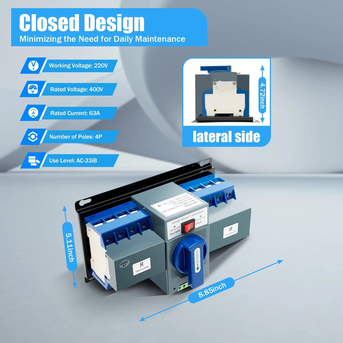 4P 63A Pro Dual Power Automatic Transfer Switch For Generator