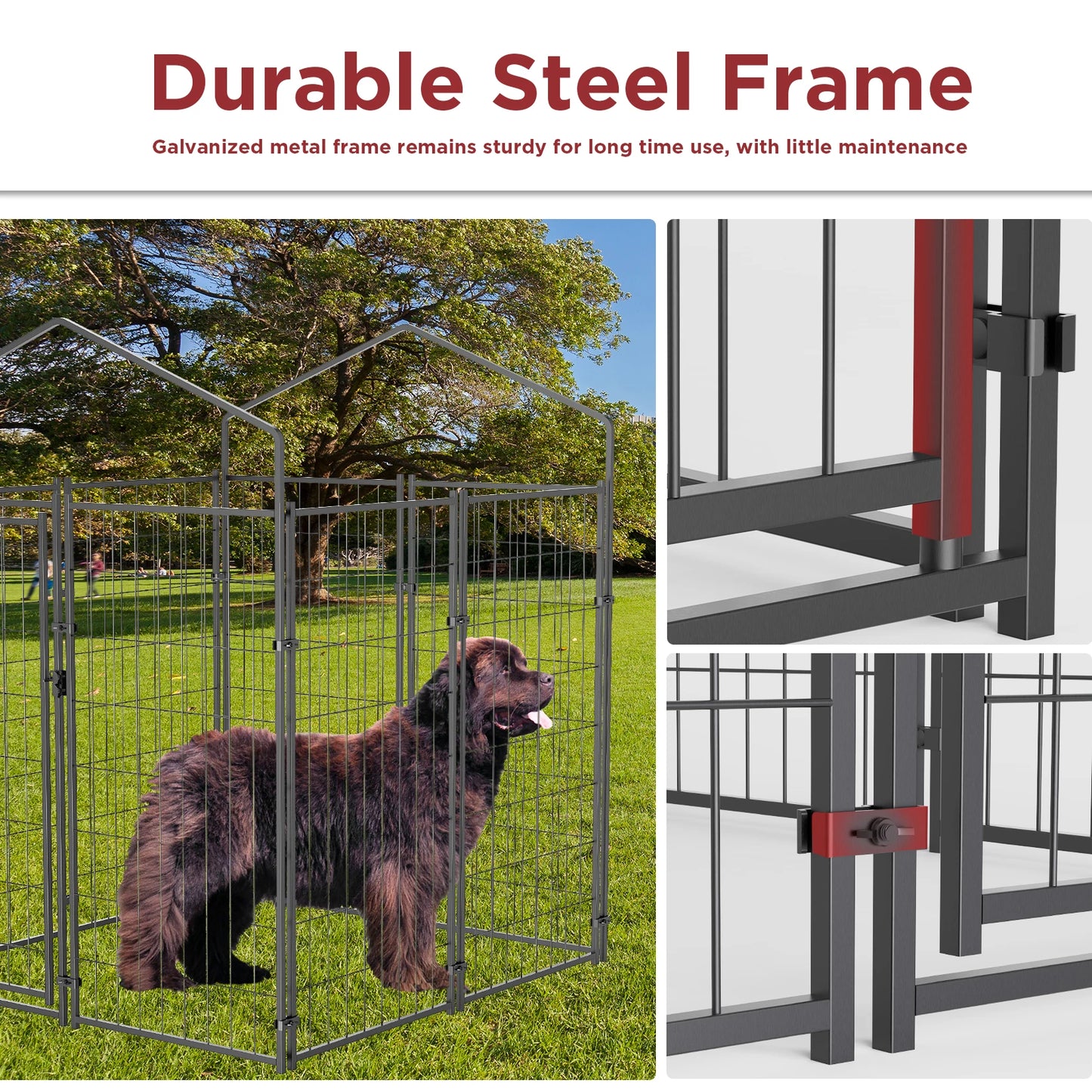 Outdoor Dog Kennel With Waterproof Cover And Welded Wire Frame