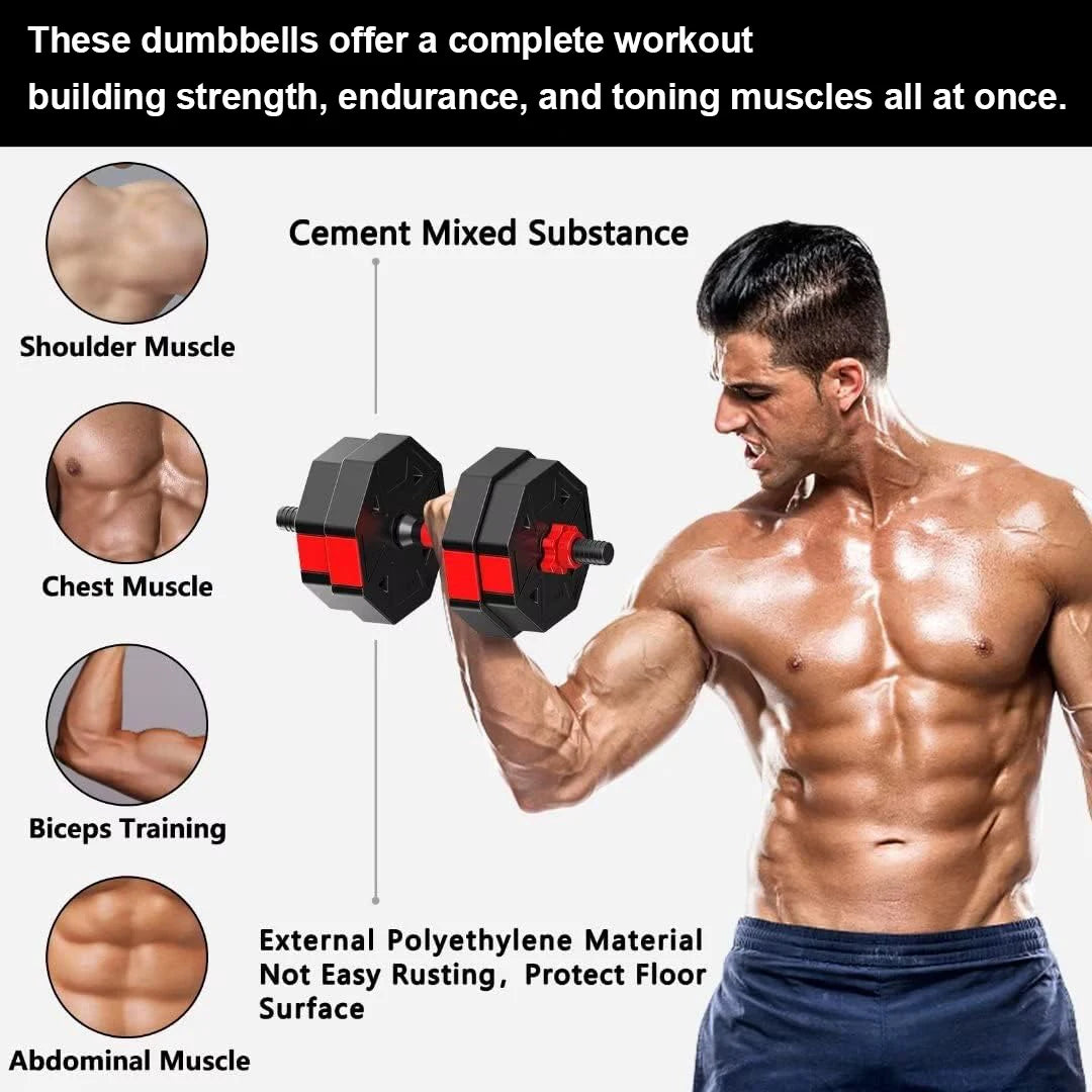 Adjustable Dumbbell To Barbell 44lb 3 In 1 Home Gym Set