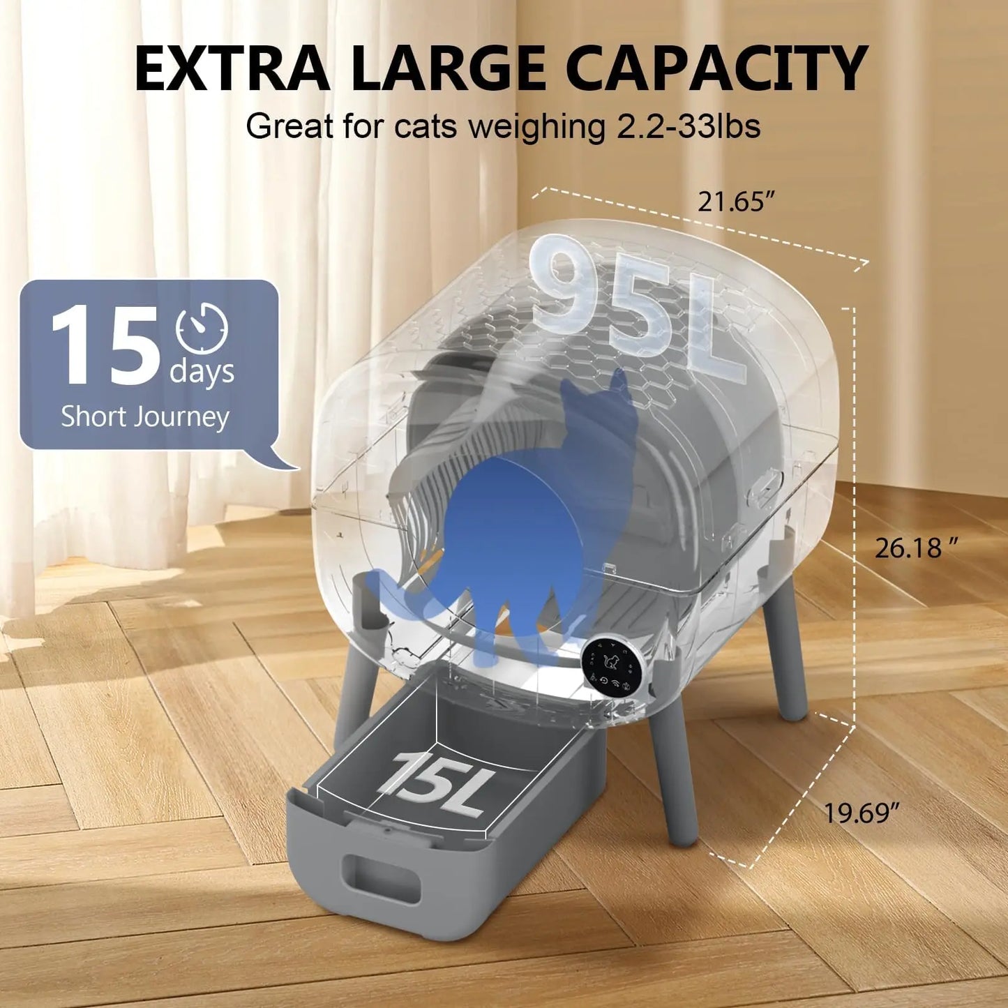 Smart Self Cleaning Cat Litter Box With App Control And Safety