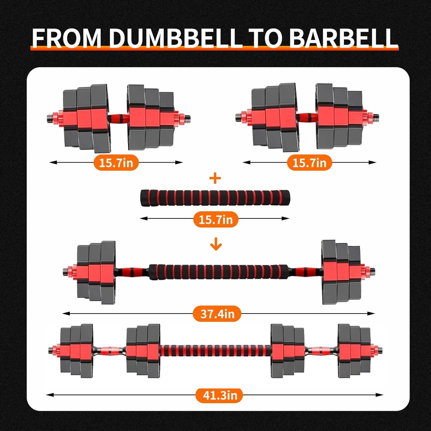 Adjustable Dumbbell To Barbell 44lb 3 In 1 Home Gym Set