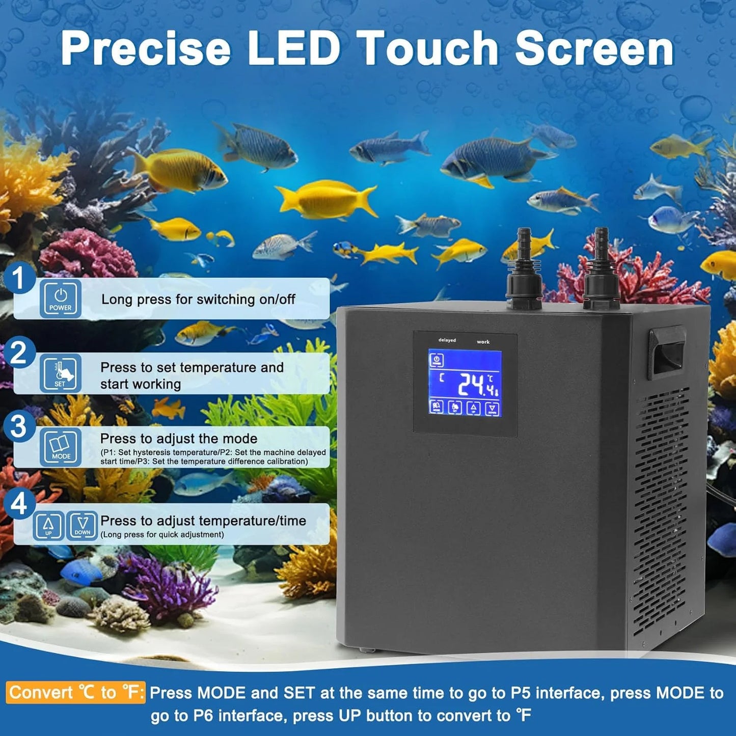 SHICUO Aquarium Chiller For Fish Tank One Third HP Remote