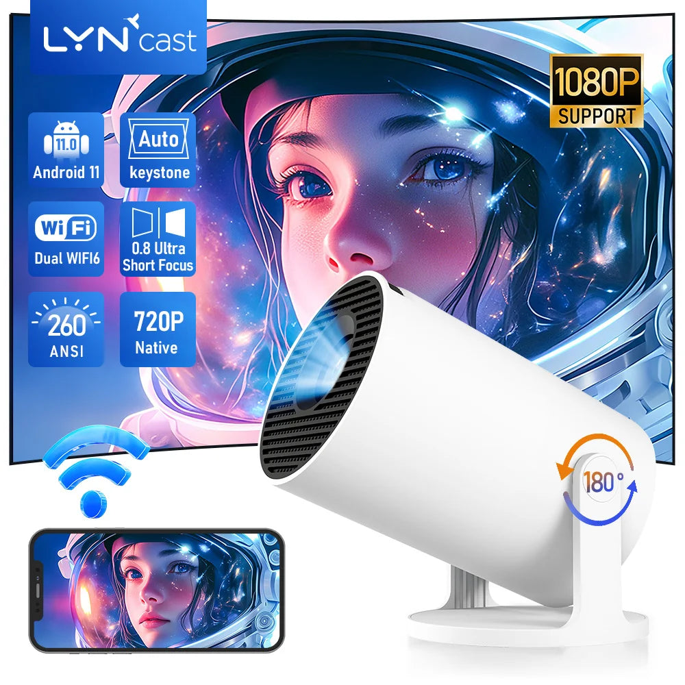 LynCast X1BQ 4K Android Projector With 8000 Lumens Dual WiFi 6 Bluetooth 5.4