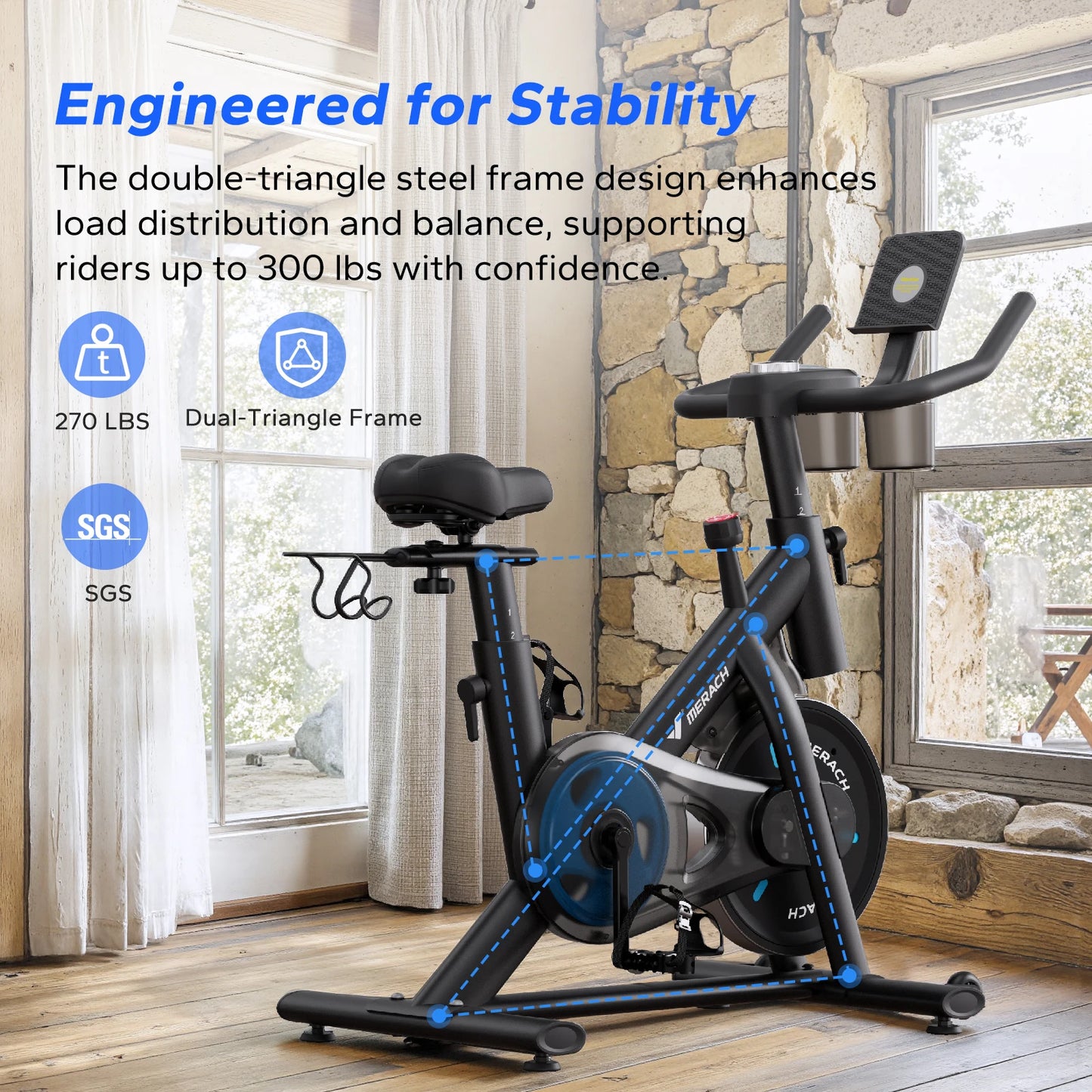 MERACH Magnetic Exercise Bike With App And Low Noise