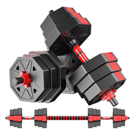 3-in-1 Adjustable Dumbbell to Barbell Set 44lb for Home Gym