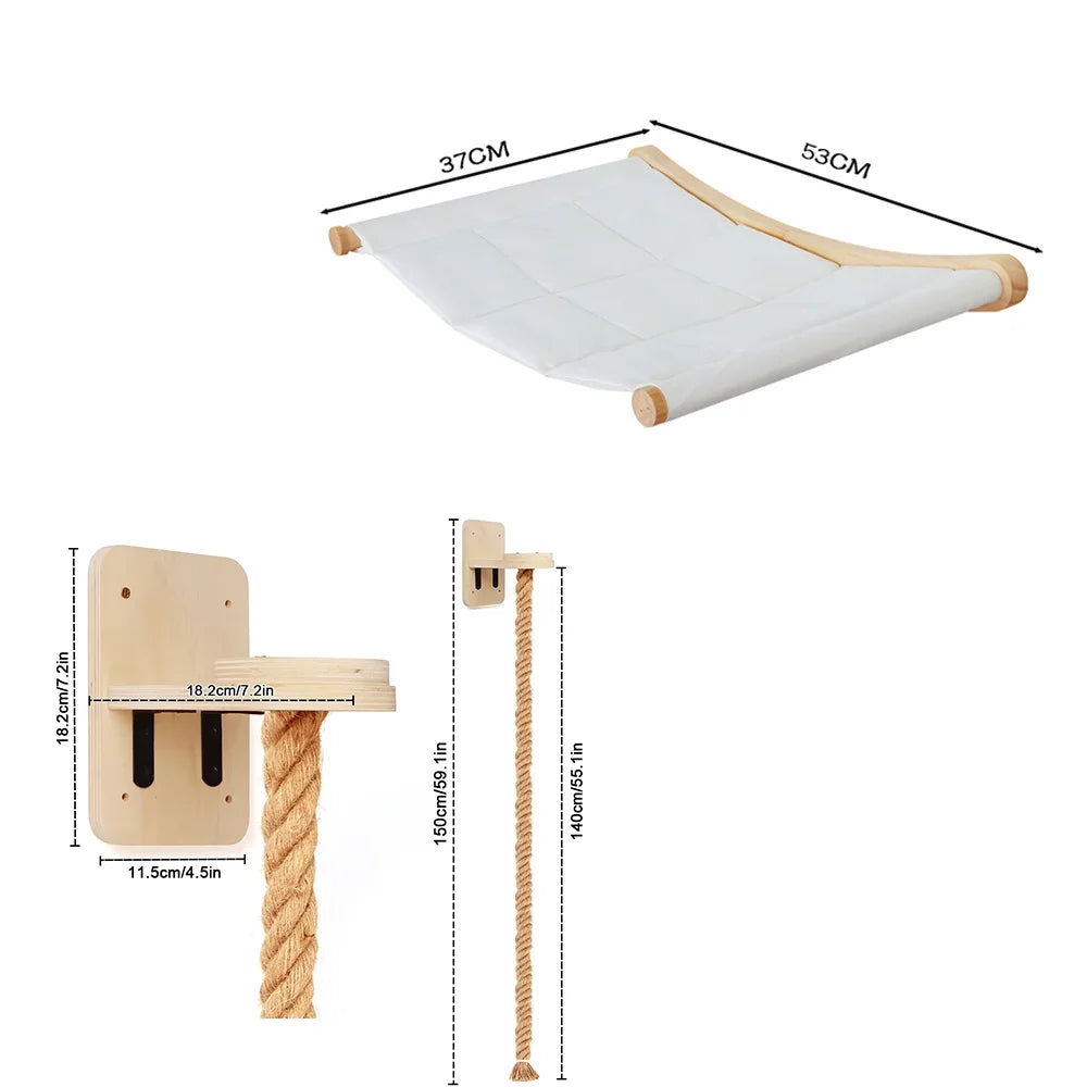 CWV Wall Mounted Cat Hammock Kit With Climbing Shelves Perches
