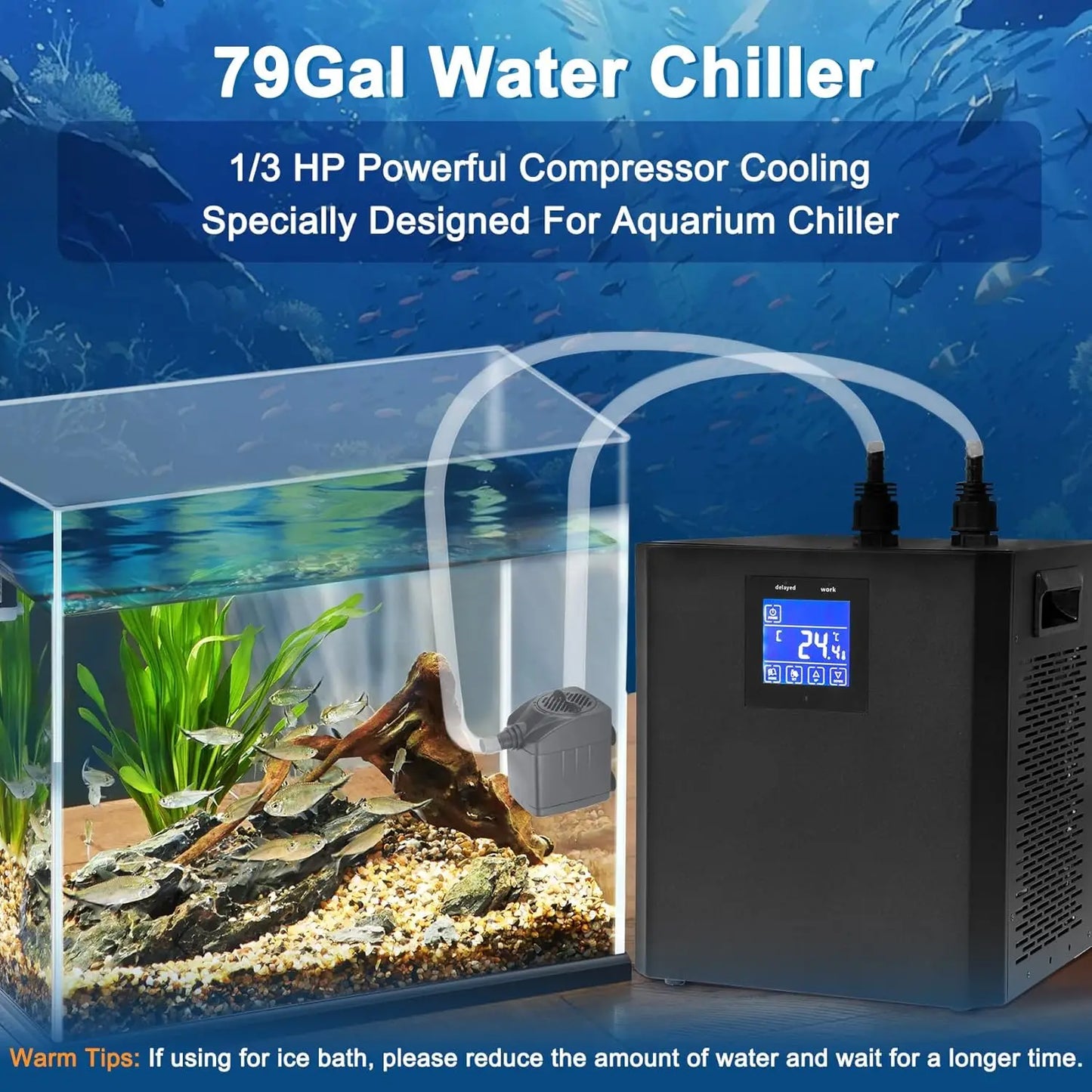 SHICUO Aquarium Chiller For Fish Tank One Third HP Remote