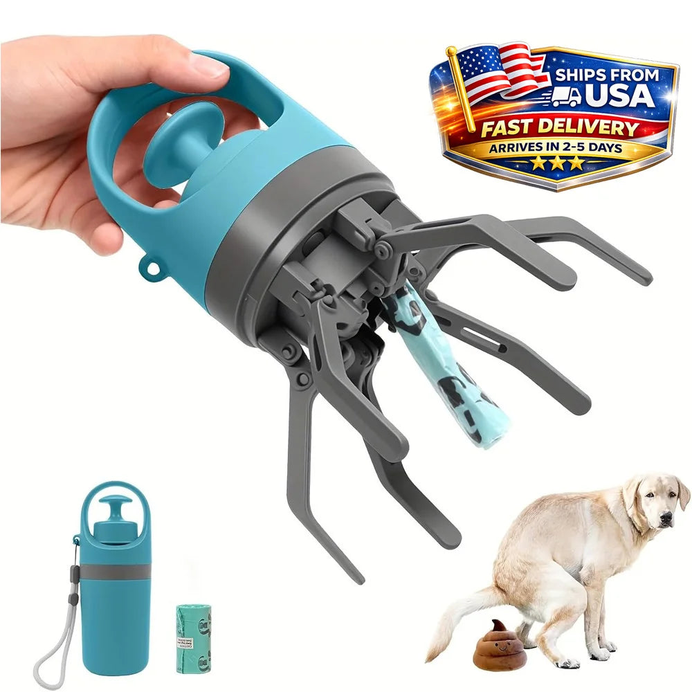 Portable No Touch Dog Pooper Scooper With Claw Bag Holder
