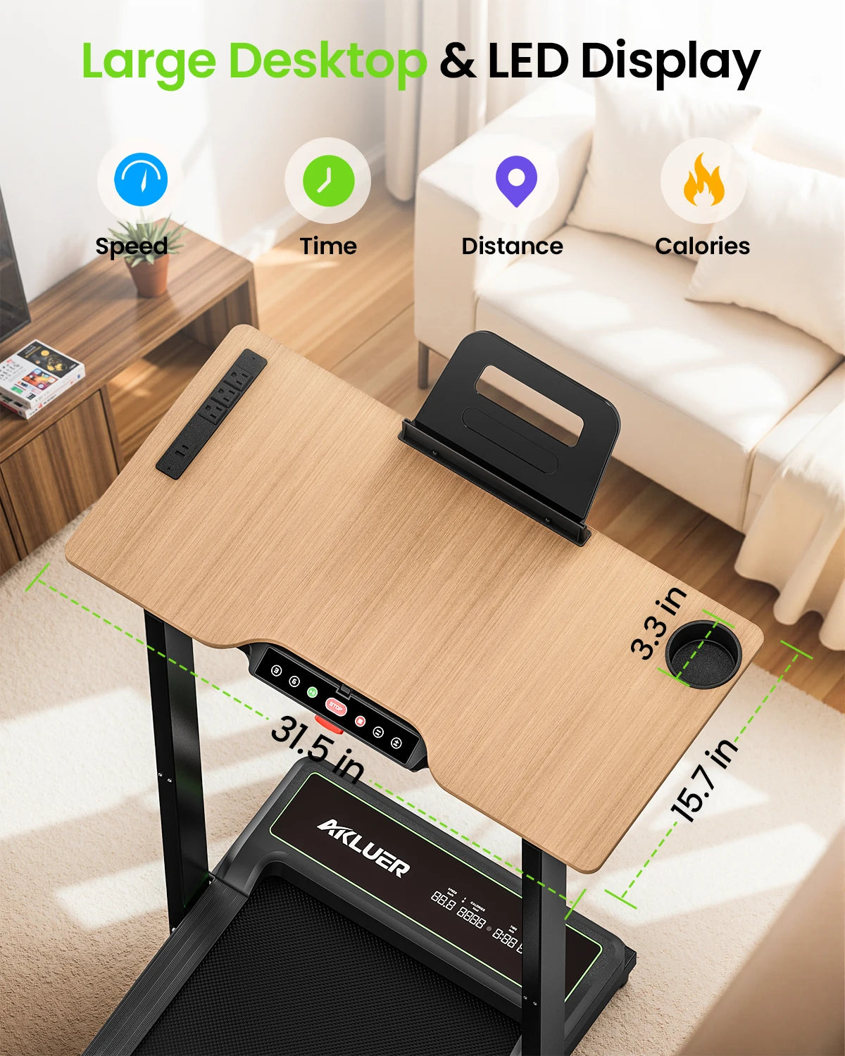 AKLUER Walking Pad Treadmill Compact Foldable Home Office