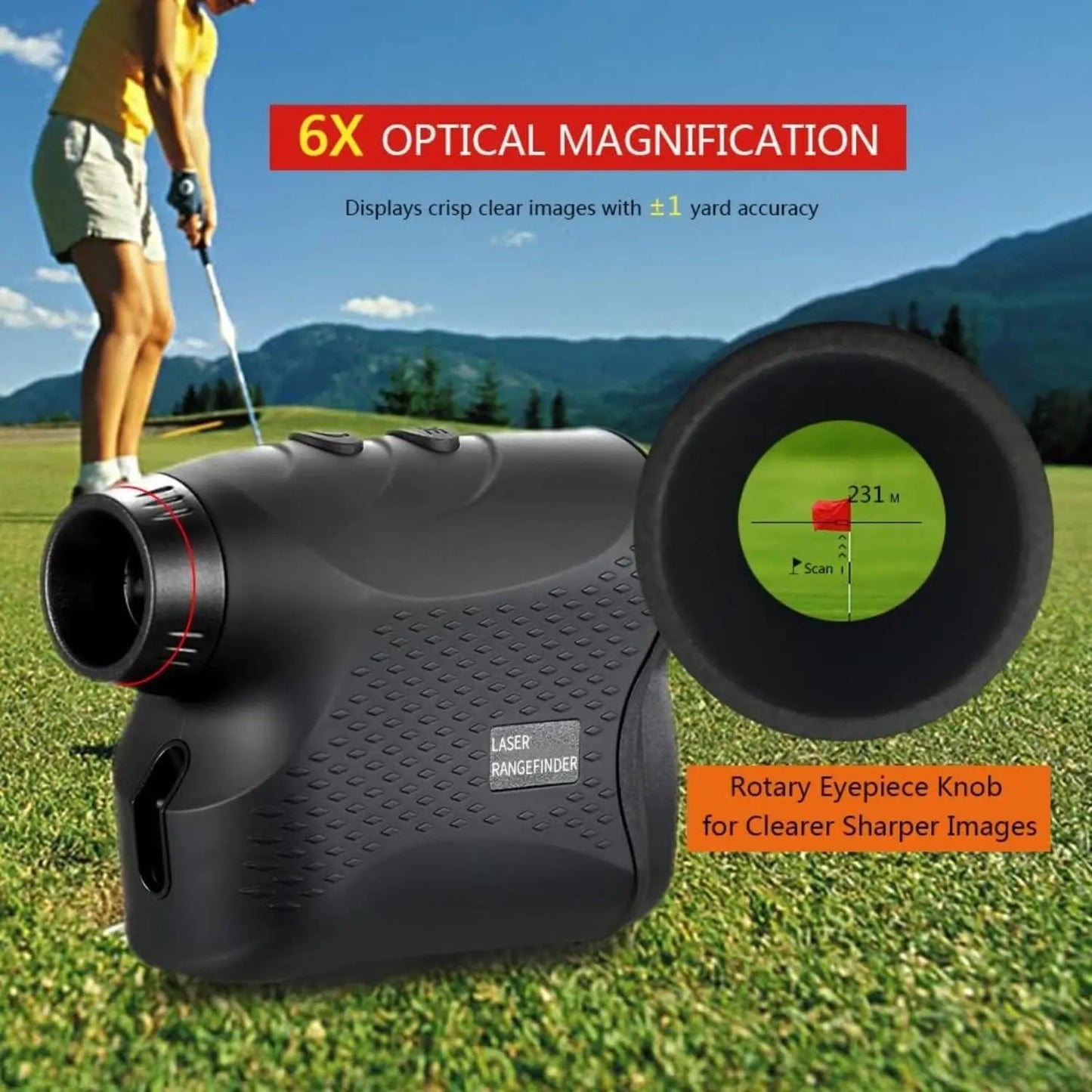 BOAYAL Laser Golf Rangefinder 6X Magnification