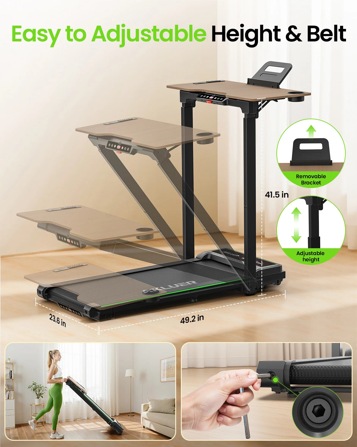 AKLUER Walking Pad Treadmill Compact Foldable Home Office