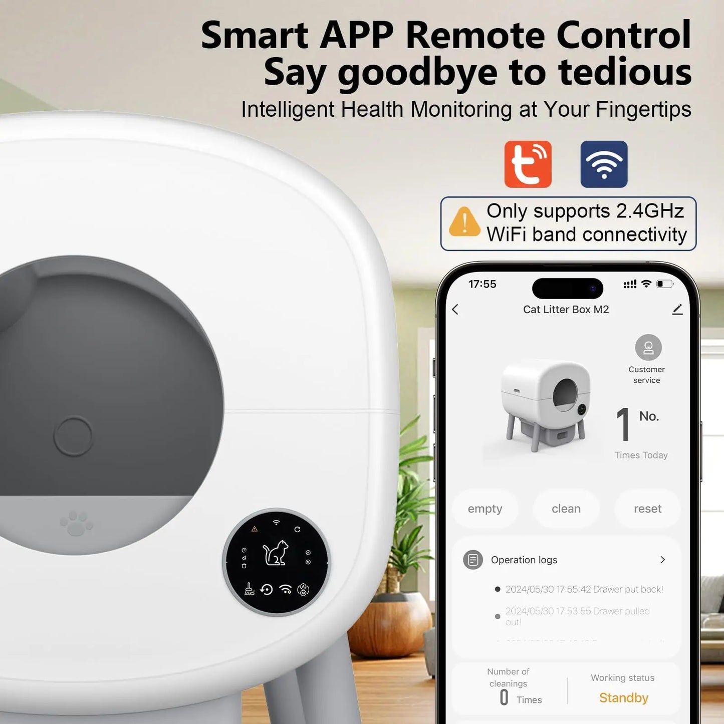 Smart Self Cleaning Cat Litter Box With App Control And Safety