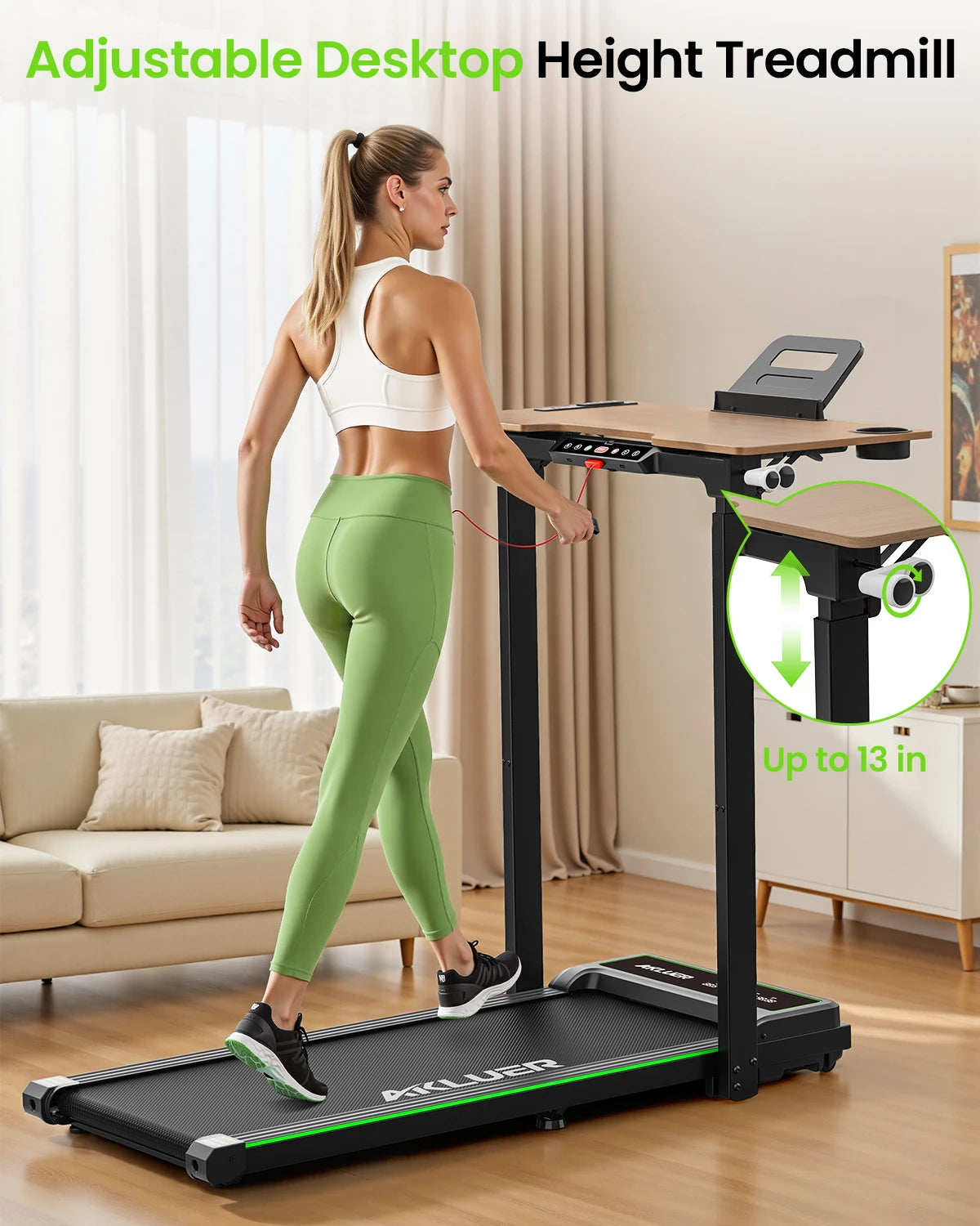 AKLUER Walking Pad Treadmill Compact Foldable Home Office