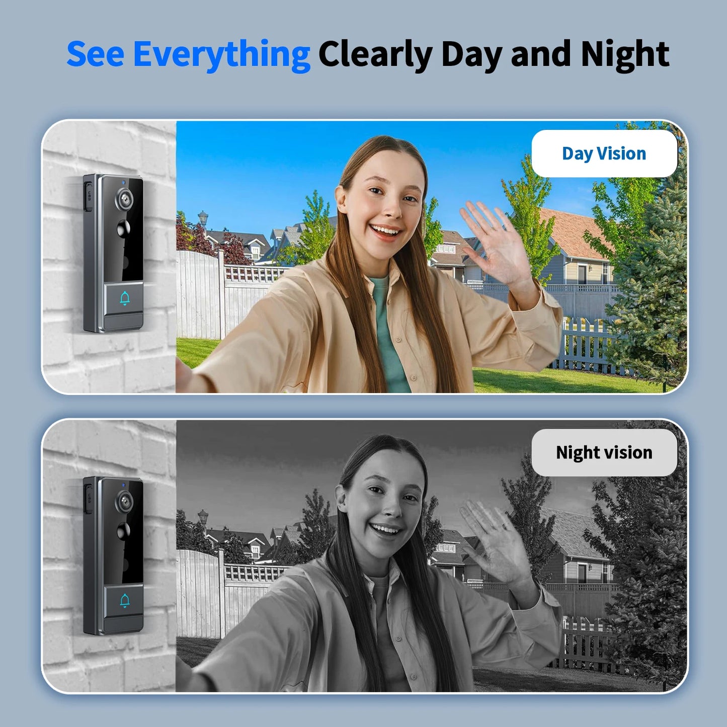 Smart Video Doorbell With PIR Motion Sensor And Night Vision