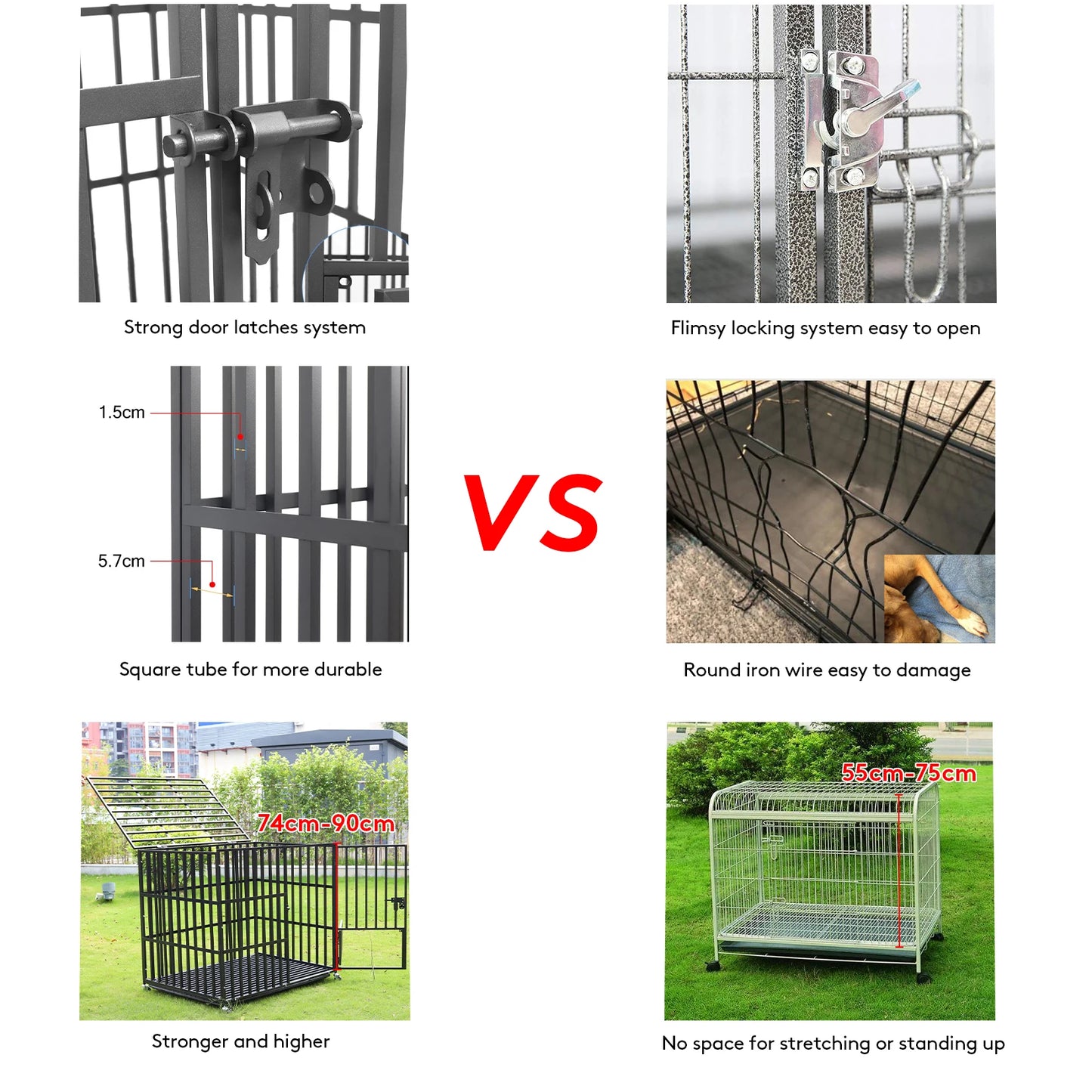 BINGOPAW Rolling Heavy Dog Crate Kennel Playpen With Tray