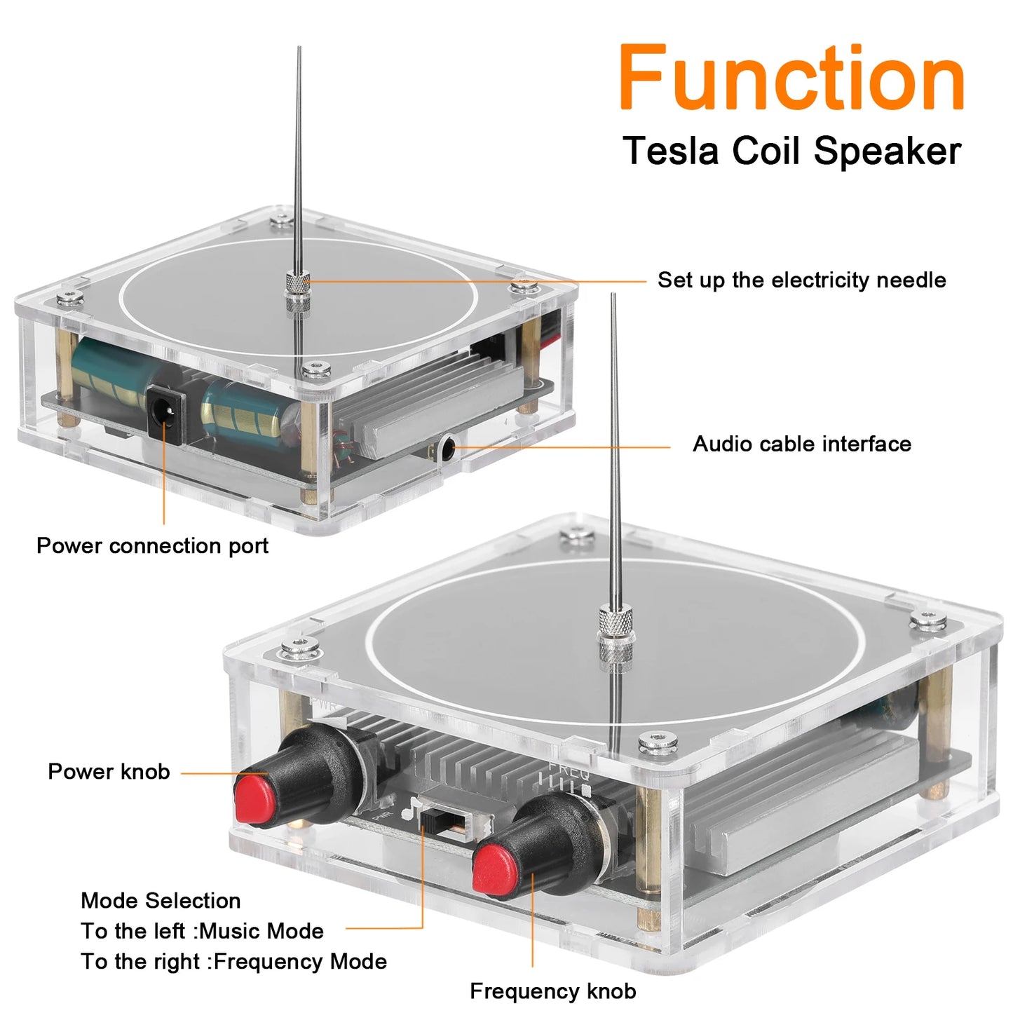 Portable Handheld Tesla Coil Speaker Bluetooth Artificial Lightning Generator