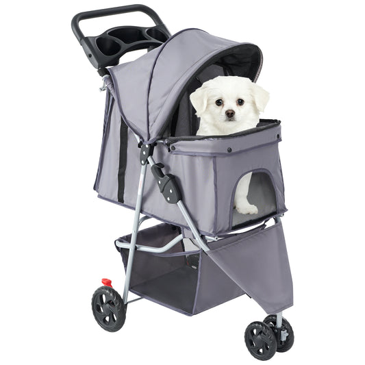 Three-Wheel Foldable Pet Stroller for Small Dogs & Cats