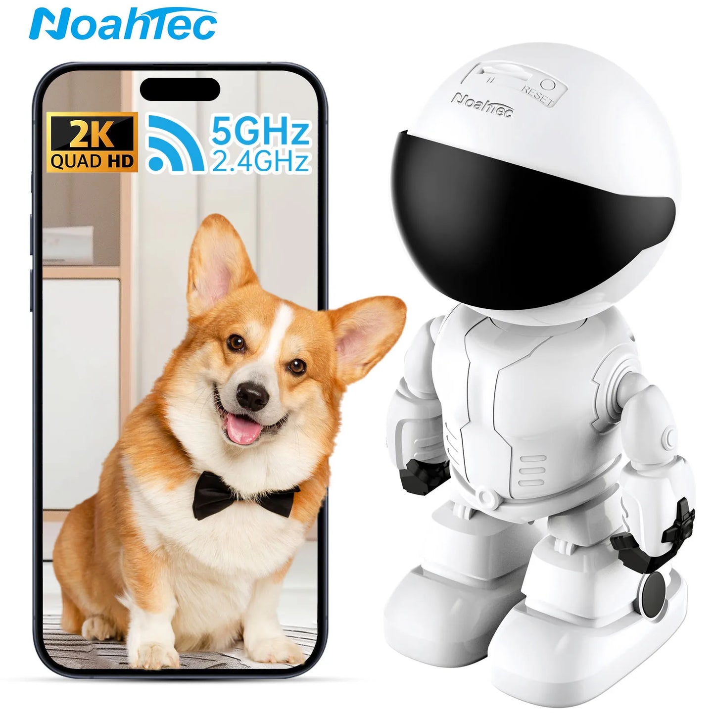 NOAHTEC Robot Camera WiFi 3MP Indoor Security With Night Vision