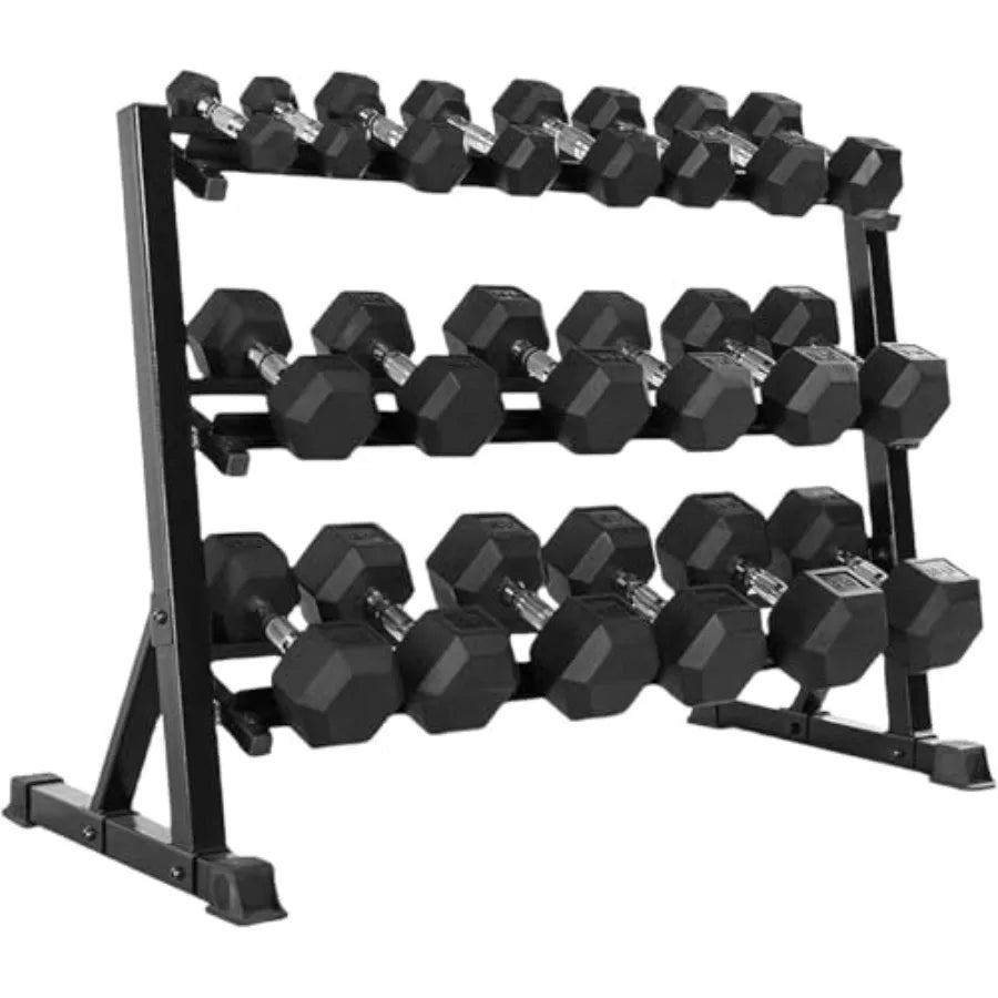Premium Rubber Hex Dumbbell Set With Rack For Home Gym