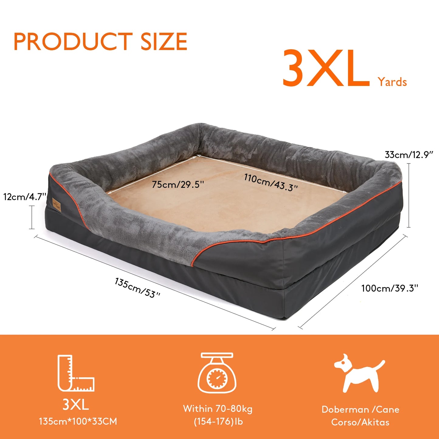 BINGOPAW Soft Dog Bed With Waterproof Removable Cover For Pets