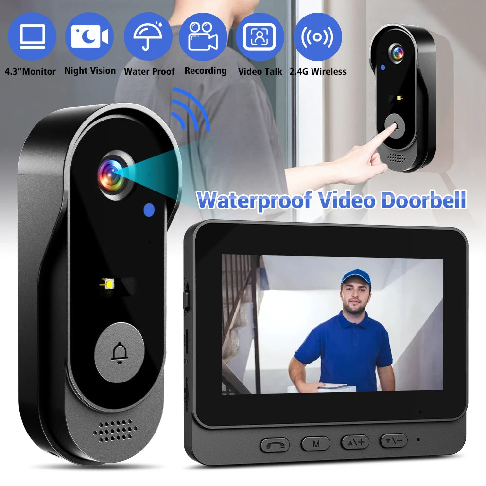 Wireless Video Doorbell Camera With WiFi Intercom And Night Vision