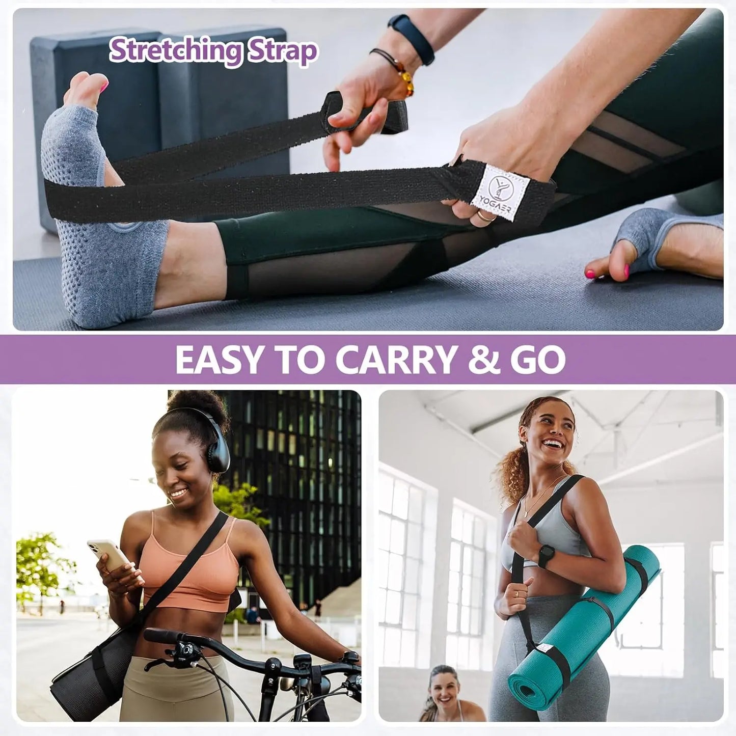 Adjustable Yoga Mat Carrier Strap Thick Sling for Large Mats