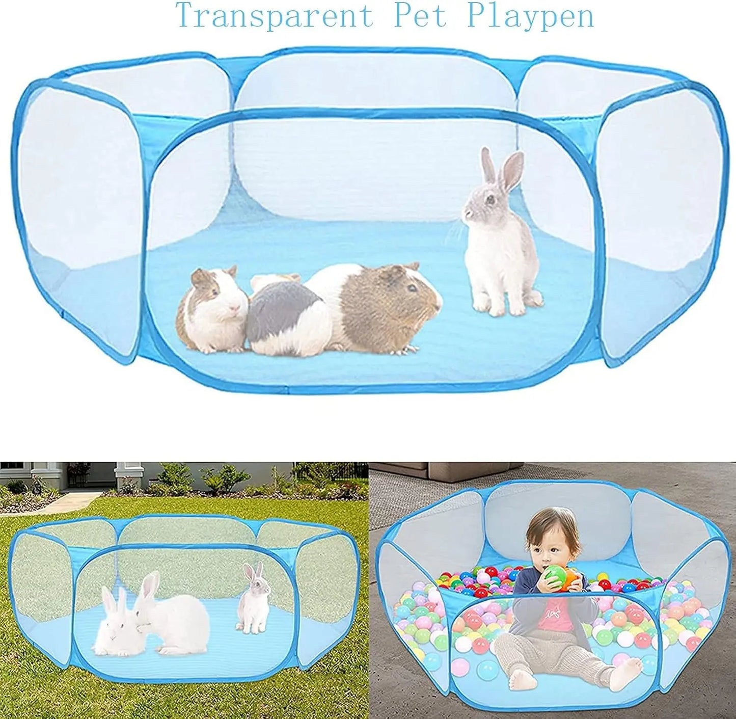 Foldable Pet Playpen Transparent Exercise Fence For Small Animals