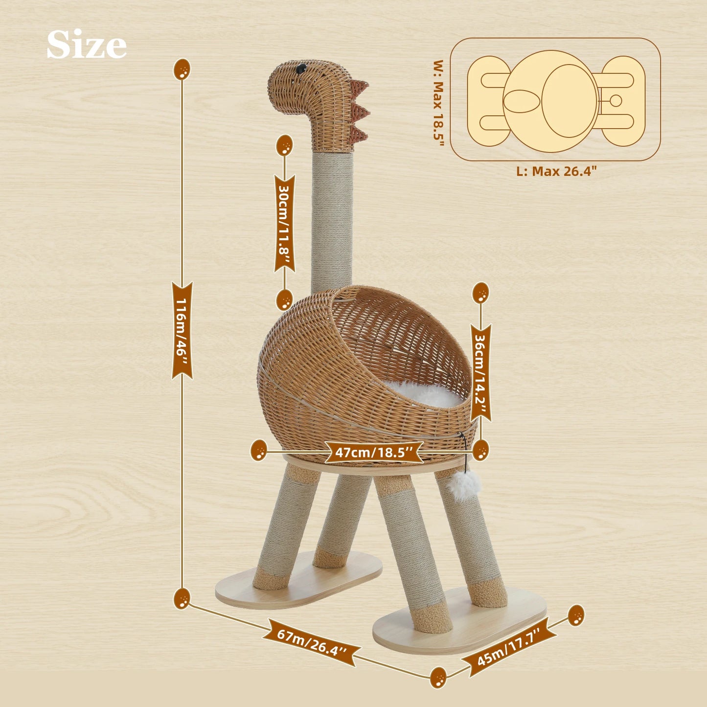PAWZ Road CN Dinosaur Cat Tree Tower With Scratching Post