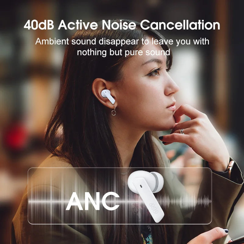 QCY HT05 ANC Wireless Earphones With 40dB Noise Cancellation